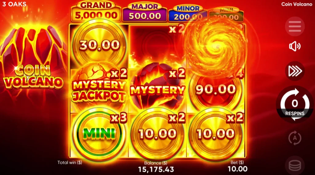 Pagos y multiplicadores en coin volcano